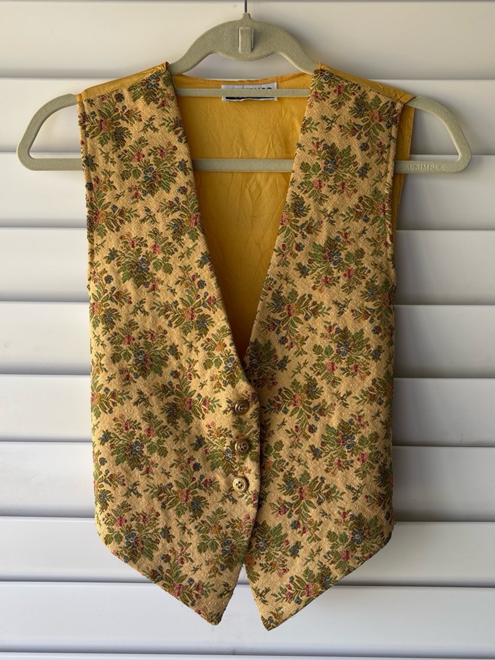 Vintage 90s Contempo Casuals Grannycore Yellow Floral Tapestry Vest Size M